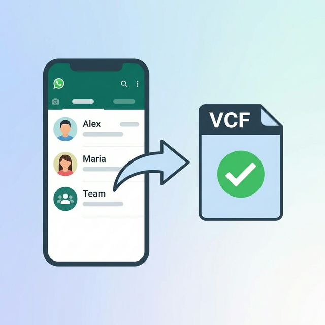 WhatsApp contact list screenshot converted to VCF file